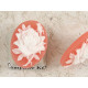 23x17mm Coral with White Rose, cameo