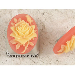 23x17mm Coral with Yellow Rose, cameo