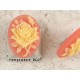23x17mm Coral with Yellow Rose, cameo