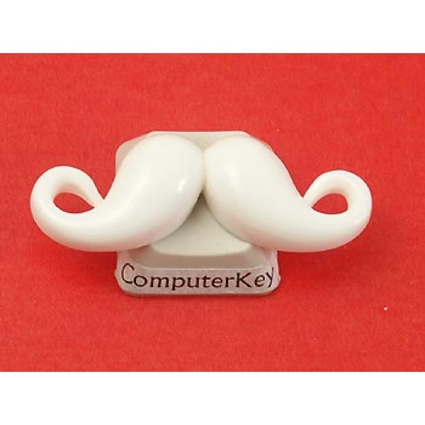 Resin Cabochon, Moustache, White, 37mm, each