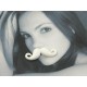 Resin Cabochon, Moustache, White, 37mm, each