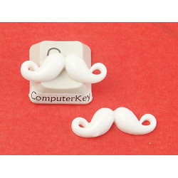 BULK PACK 50 Resin Cabochons, Moustache, White, 25mm