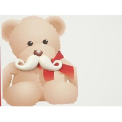 Resin Cabochon, Moustache, White, 25mm