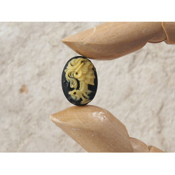 18x13mm Black with Yellow Lolita skeleton cameo