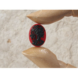 18x13mm Red with Black Lolita skeleton cameo