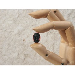 18x13mm Pink with Black Lolita skeleton cameo