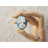 40x30mm med Blue with White Lolita lady skeleton portrait cameo