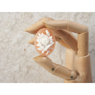 40x30mm Peach with White Rose portrait cameo