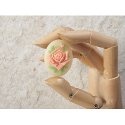 40x30mm 3 colour Pink Rose portrait cameo