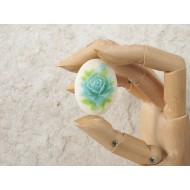 40x30mm 3 colour Teal Rose portrait cameo