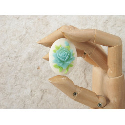 40x30mm 3 colour Teal Rose portrait cameo