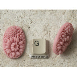 32x22mm Pink Resin Cabochon Cameo, Flower