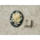 39x30mm Dark Grey with Ivory Flower cameo