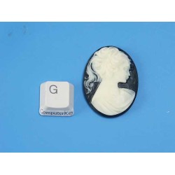 40x30mm Black with Ivory Lady with ponytail portrait cameo