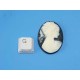 40x30mm Black with Ivory Lady with ponytail portrait cameo