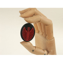 40x30mm Black with Red skeleton Rib-Cage cameo