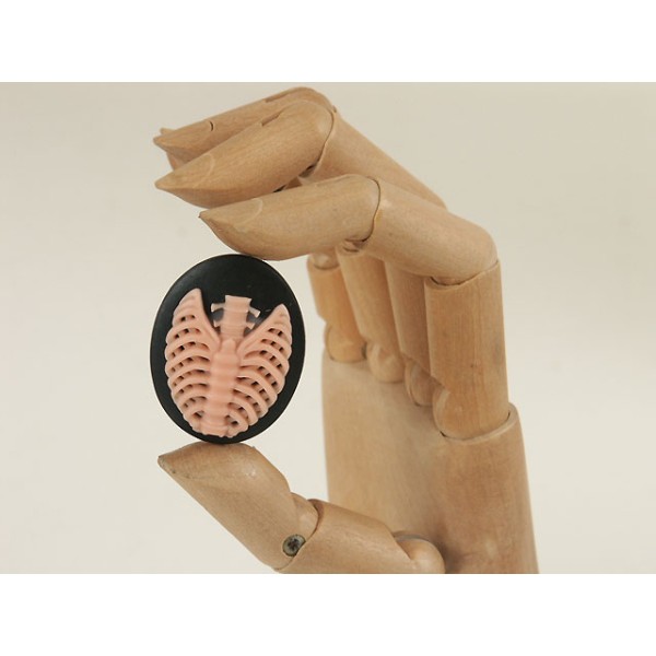 40x30mm Black with Pink skeleton Rib-Cage cameo