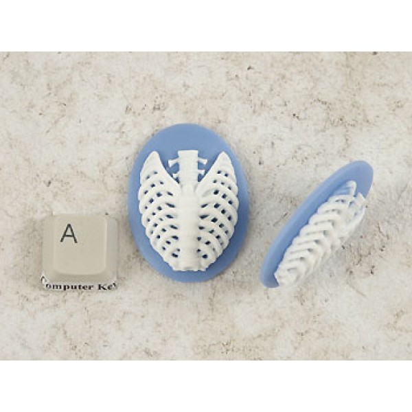 40x30mm Blue with White skeleton Rib-Cage cameo