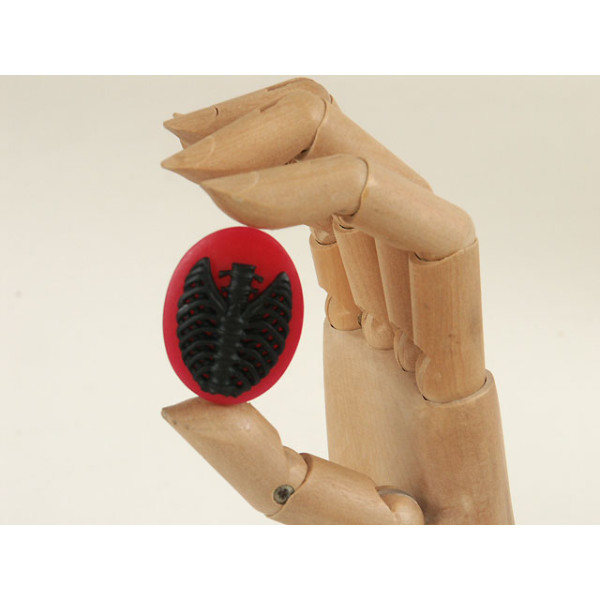 40x30mm Black with Red skeleton Rib-Cage cameo