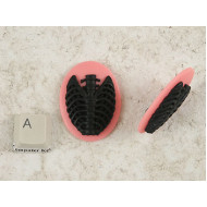40x30mm Pink with Black skeleton Rib-Cage cameo