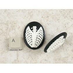 40x30mm Black with White skeleton Rib-Cage cameo