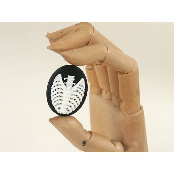 40x30mm Black with White skeleton Rib-Cage cameo