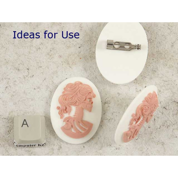40x30mm White with Pink Lolita skeleton cameo