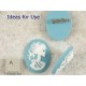 40x30mm Teal with White Lolita skeleton cameo