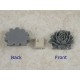 34x45mm Big frilly Flower, cabochon, grey