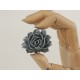 34x45mm Big frilly Flower, cabochon, grey