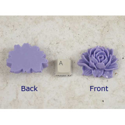 34x45mm Big frilly Flower, cabochon, purple