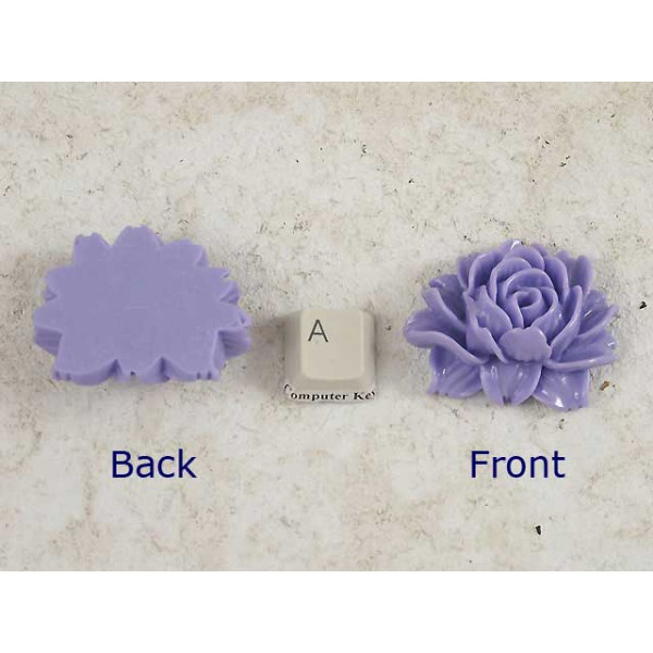 34x45mm Big frilly Flower, cabochon, purple