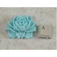 34x45mm Big frilly Flower, cabochon, turquoise