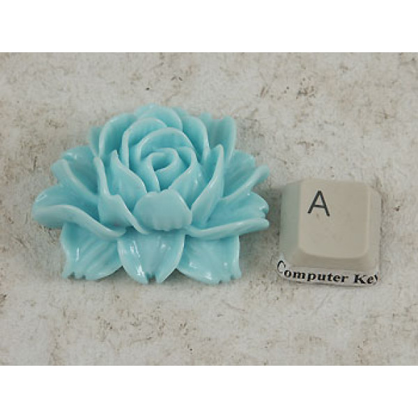 34x45mm Big frilly Flower, cabochon, turquoise