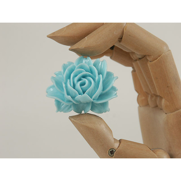 34x45mm Big frilly Flower, cabochon, turquoise