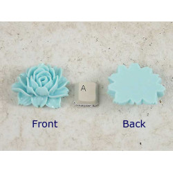 34x45mm Big frilly Flower, cabochon, turquoise