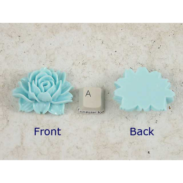 34x45mm Big frilly Flower, cabochon, turquoise