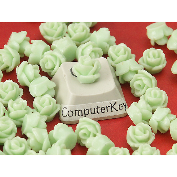 6mm Rose cabochon, apple green, bag 10 grams