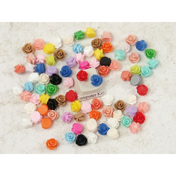 6mm Tiny resin flower cabochon, assorted, bag 10 grams