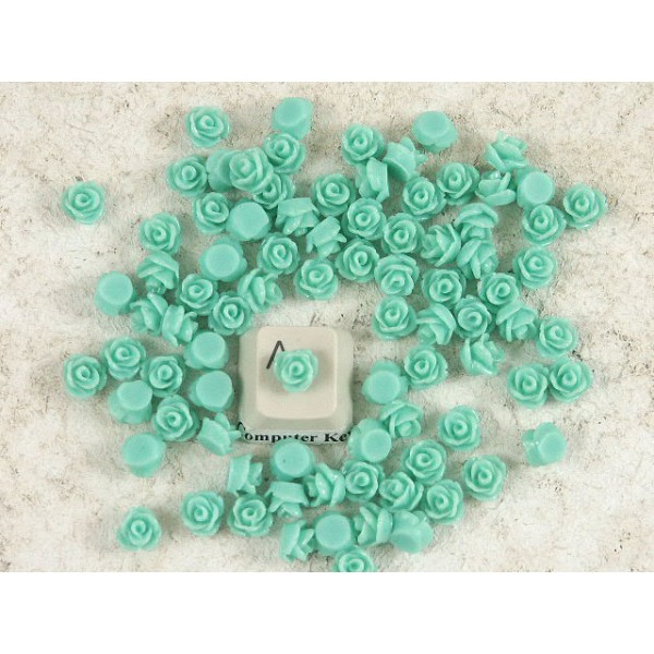 6mm Rose cabochon, teal, bag 10 grams