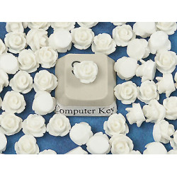 6mm Rose cabochon, white, bag 10 grams