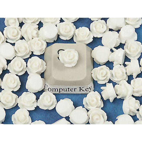 6mm Rose cabochon, white, bag 10 grams