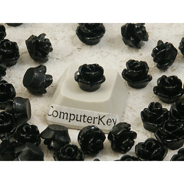 6mm Rose cabochon, Black, bag 10 grams