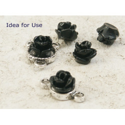 6mm Rose cabochon, Black, bag 10 grams