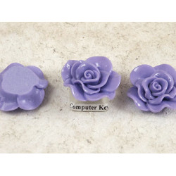 30mm Rose flower cabochon, Purple, each