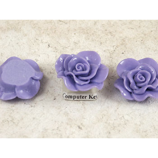 30mm Rose flower cabochon, Purple, each