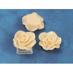 30mm Rose flower cabochon, Apricot, each