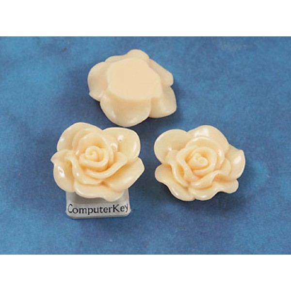 30mm Rose flower cabochon, Apricot, each