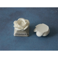 18mm Resin Rose flower cabochon, white, bag 30 grams