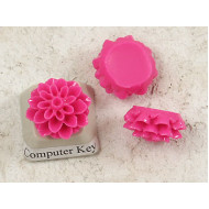 15mm Chrysanthemum cabochon, Deep Pink, bag of 50 grams
